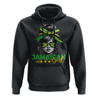 Proud Jamaican Girl Hoodie Jamaica Messy Bun Retro Vintage Jamaican Flag - Wonder Print Shop