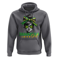 Proud Jamaican Girl Hoodie Jamaica Messy Bun Retro Vintage Jamaican Flag - Wonder Print Shop