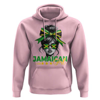 Proud Jamaican Girl Hoodie Jamaica Messy Bun Retro Vintage Jamaican Flag - Wonder Print Shop