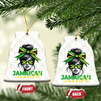 Proud Jamaican Girl Ceramic Ornament Jamaica Messy Bun Retro Vintage Jamaican Flag - Wonder Print Shop