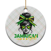 Proud Jamaican Girl Ceramic Ornament Jamaica Messy Bun Retro Vintage Jamaican Flag - Wonder Print Shop
