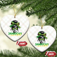 Proud Jamaican Girl Ceramic Ornament Jamaica Messy Bun Retro Vintage Jamaican Flag - Wonder Print Shop