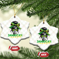Proud Jamaican Girl Ceramic Ornament Jamaica Messy Bun Retro Vintage Jamaican Flag - Wonder Print Shop