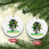 Proud Jamaican Girl Ceramic Ornament Jamaica Messy Bun Retro Vintage Jamaican Flag - Wonder Print Shop