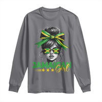 Proud Jamaican Girl Long Sleeve Shirt Jamaica Messy Bun Retro Vintage Jamaican Flag - Wonder Print Shop
