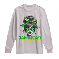 Proud Jamaican Girl Long Sleeve Shirt Jamaica Messy Bun Retro Vintage Jamaican Flag - Wonder Print Shop
