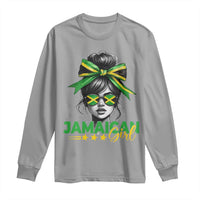 Proud Jamaican Girl Long Sleeve Shirt Jamaica Messy Bun Retro Vintage Jamaican Flag - Wonder Print Shop