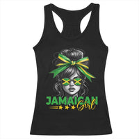 Proud Jamaican Girl Racerback Tank Top Jamaica Messy Bun Retro Vintage Jamaican Flag - Wonder Print Shop