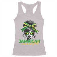 Proud Jamaican Girl Racerback Tank Top Jamaica Messy Bun Retro Vintage Jamaican Flag - Wonder Print Shop