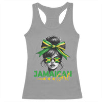 Proud Jamaican Girl Racerback Tank Top Jamaica Messy Bun Retro Vintage Jamaican Flag - Wonder Print Shop