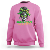 Proud Jamaican Girl Sweatshirt Jamaica Messy Bun Retro Vintage Jamaican Flag - Wonder Print Shop