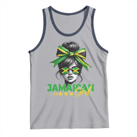Proud Jamaican Girl Tank Top Jamaica Messy Bun Retro Vintage Jamaican Flag - Wonder Print Shop