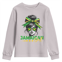 Proud Jamaican Girl Youth Sweatshirt Jamaica Messy Bun Retro Vintage Jamaican Flag - Wonder Print Shop