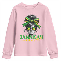 Proud Jamaican Girl Youth Sweatshirt Jamaica Messy Bun Retro Vintage Jamaican Flag - Wonder Print Shop