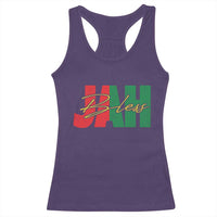 Rastafarian Jah Bless Racerback Tank Top Retro Reggae Rastafari Jamaica Rasta - Wonder Print Shop