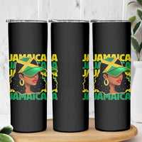 Proud Jamaican Afro Black Woman Jamaica Flag Pride Skinny Tumbler - Wonder Print Shop