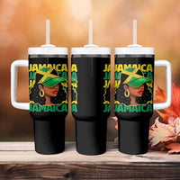 Proud Jamaican Afro Black Woman Jamaica Flag Pride Tumbler With Handle - Wonder Print Shop