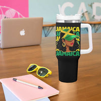Proud Jamaican Afro Black Woman Jamaica Flag Pride Tumbler With Handle - Wonder Print Shop
