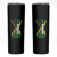 Jamaican American Flag Skinny Tumbler Distressed Jamaica America Usa Flag - Wonder Print Shop