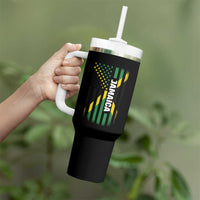 Jamaican American Flag Tumbler With Handle Distressed Jamaica America Usa Flag - Wonder Print Shop