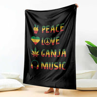 Rasta Weed Throw Blanket Peace Love Ganja Marijuana Cannabis Reggae Music - Wonder Print Shop
