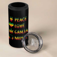 Rasta Weed 4 in 1 Can Cooler Tumbler Peace Love Ganja Marijuana Cannabis Reggae Music - Wonder Print Shop