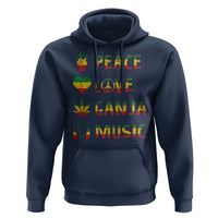 Rasta Weed Hoodie Peace Love Ganja Marijuana Cannabis Reggae Music - Wonder Print Shop