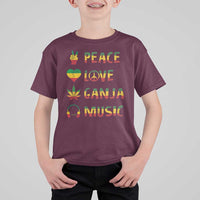 Rasta Weed T Shirt For Kid Peace Love Ganja Marijuana Cannabis Reggae Music - Wonder Print Shop