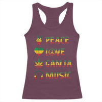 Rasta Weed Racerback Tank Top Peace Love Ganja Marijuana Cannabis Reggae Music - Wonder Print Shop