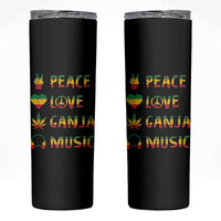 Rasta Weed Skinny Tumbler Peace Love Ganja Marijuana Cannabis Reggae Music - Wonder Print Shop