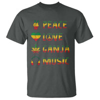 Rasta Weed T Shirt Peace Love Ganja Marijuana Cannabis Reggae Music - Wonder Print Shop