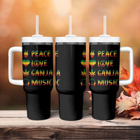 Rasta Weed Tumbler With Handle Peace Love Ganja Marijuana Cannabis Reggae Music - Wonder Print Shop