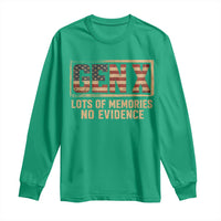 Funny Saying Sarcastic Gen X Lots of Memories No Evidence Long Sleeve Shirt Vintage American Flag