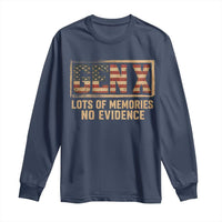 Funny Saying Sarcastic Gen X Lots of Memories No Evidence Long Sleeve Shirt Vintage American Flag