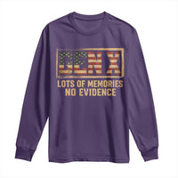 Funny Saying Sarcastic Gen X Lots of Memories No Evidence Long Sleeve Shirt Vintage American Flag