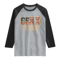 Funny Saying Sarcastic Gen X Lots of Memories No Evidence Raglan Shirt Vintage American Flag