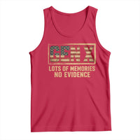 Funny Saying Sarcastic Gen X Lots of Memories No Evidence Tank Top Vintage American Flag