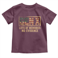 Funny Saying Sarcastic Gen X Lots of Memories No Evidence Toddler T Shirt Vintage American Flag