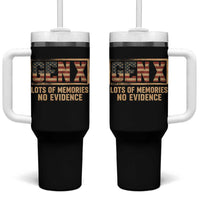Funny Saying Sarcastic Gen X Lots of Memories No Evidence Tumbler With Handle Vintage American Flag