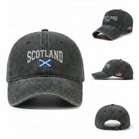 Scotland Washed Cotton Baseball Cap Vintage Retro Varsity Sports Scottish Flag Graphic