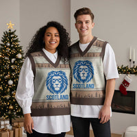 Vintage Scotland Lion V-Neck Knit Sweater Vest Retro SCOT Fan Scottish Flag