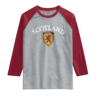 Scotland Soccer Raglan Shirt Scottish Rampant Lion Scotland Coat of Arms Banner Football Fan