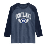 Scotland Soccer Raglan Shirt Retro Vintage Scottish Flag Football Fan