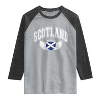 Scotland Soccer Raglan Shirt Retro Vintage Scottish Flag Football Fan