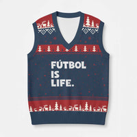 Futbol is Life V-Neck Knit Sweater Vest Funny Soccer Gift For Football Players Fans