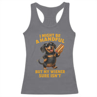 Funny Embarrassing Dachshund Racerback Tank Top Wiener Hot Dog Pun Crude Cringey Inappropriate Humor