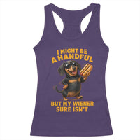 Funny Embarrassing Dachshund Racerback Tank Top Wiener Hot Dog Pun Crude Cringey Inappropriate Humor