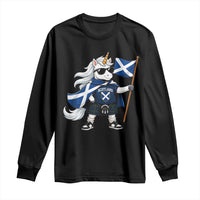 Funny Scotland Unicorn Long Sleeve Shirt Cool Scottish Unicorn with Kilt Flag Scotland Pride Football Fans