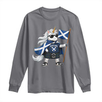 Funny Scotland Unicorn Long Sleeve Shirt Cool Scottish Unicorn with Kilt Flag Scotland Pride Football Fans