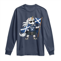 Funny Scotland Unicorn Long Sleeve Shirt Cool Scottish Unicorn with Kilt Flag Scotland Pride Football Fans